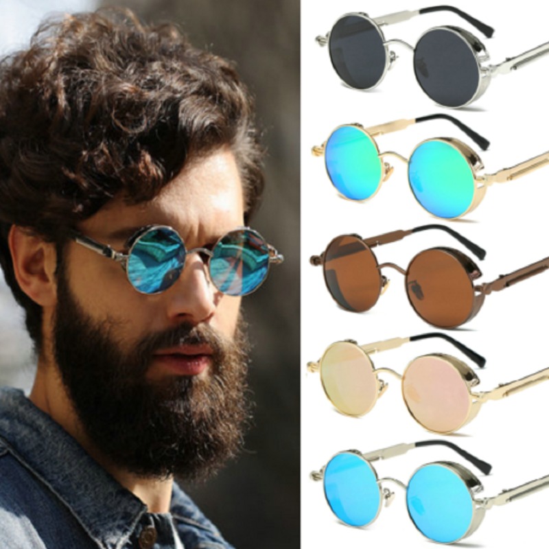 Men'S Fashion Round Glasses - Gafas de Sol Steampunk Metálicas Redondas