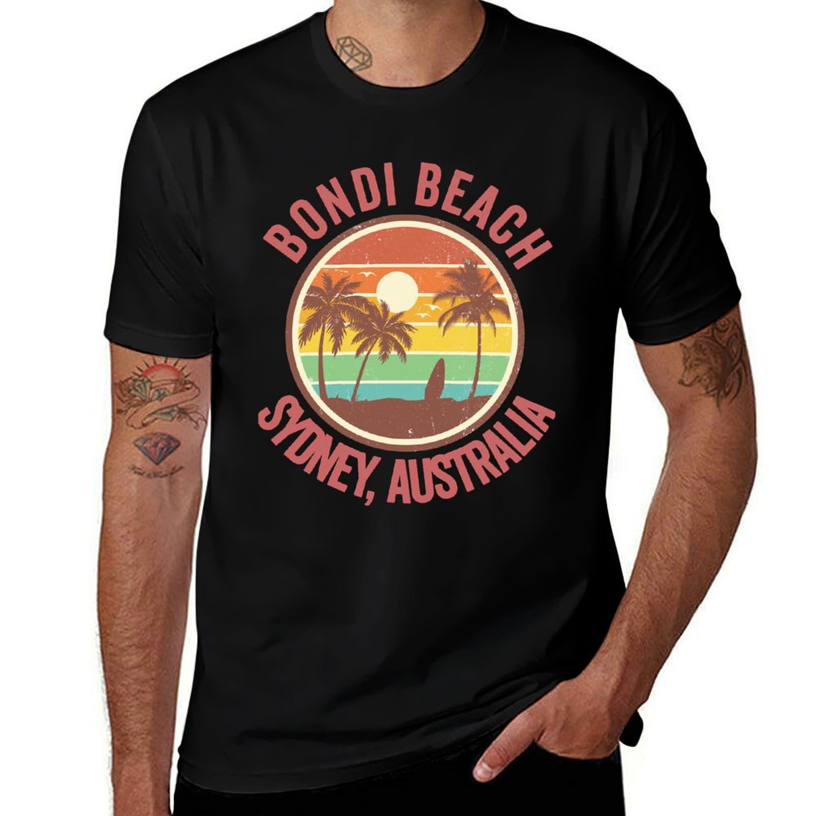 Men'S Fashion Sydney - Camiseta Retro Bondi Beach Sydney Australia