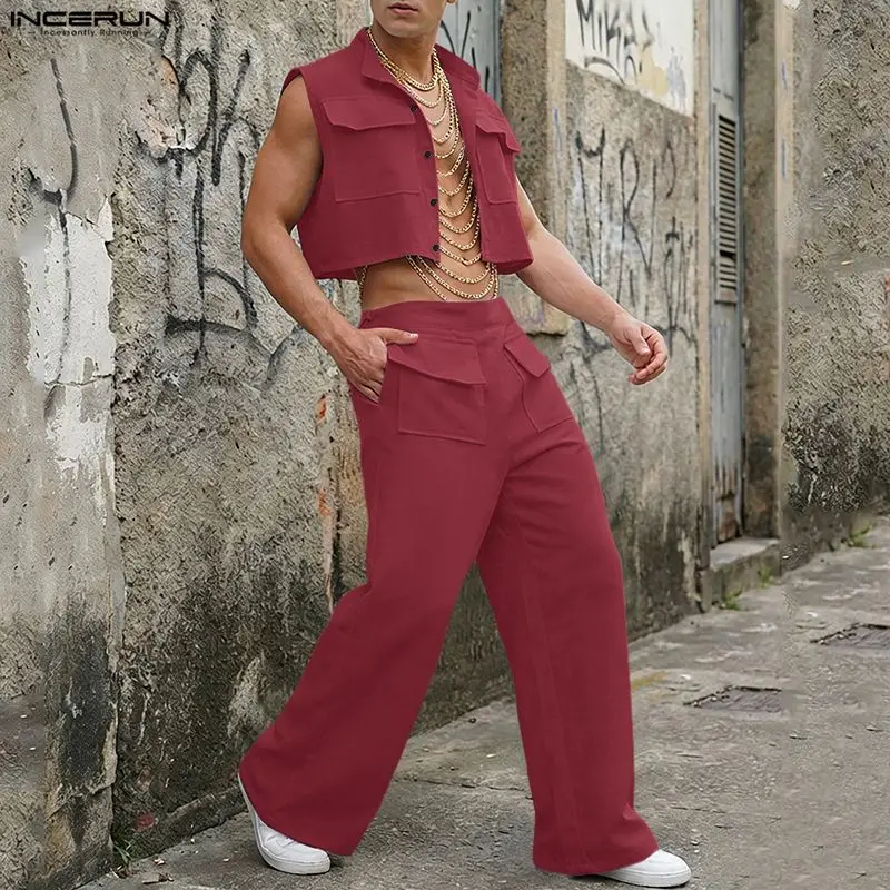 Men'S Fashion Loose Pants - Conjuntos INCERUN para Hombre, Camiseta sin