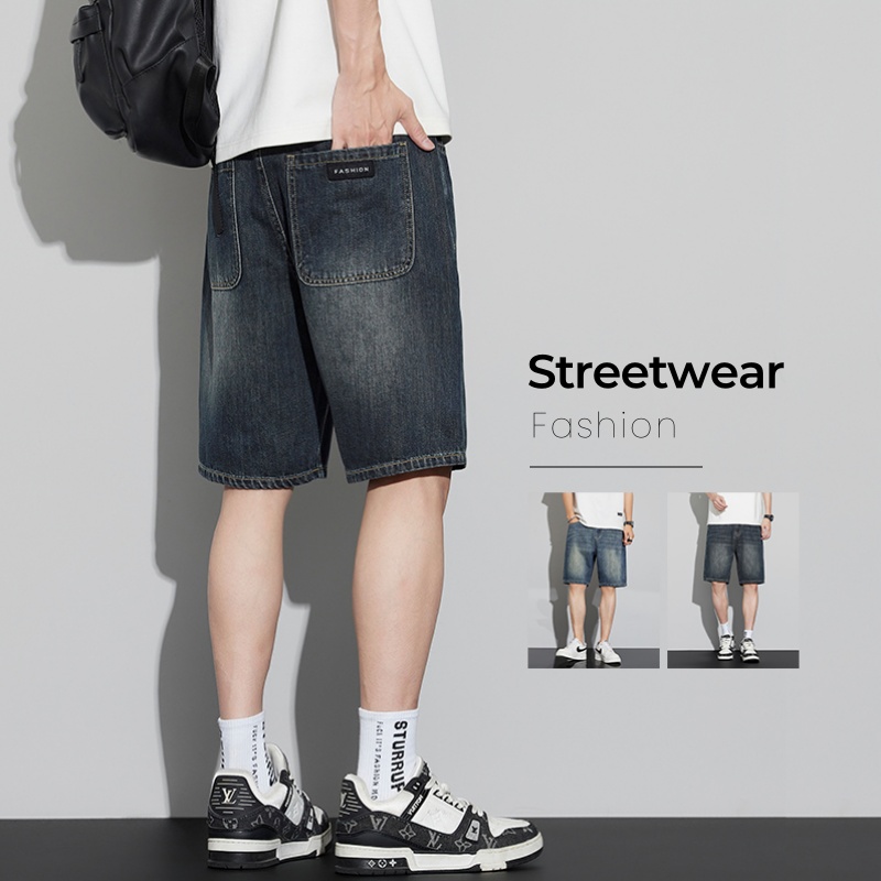 Men'S Fashion Loose Pants - Pantalones cortos vaqueros Vintage para hombre,