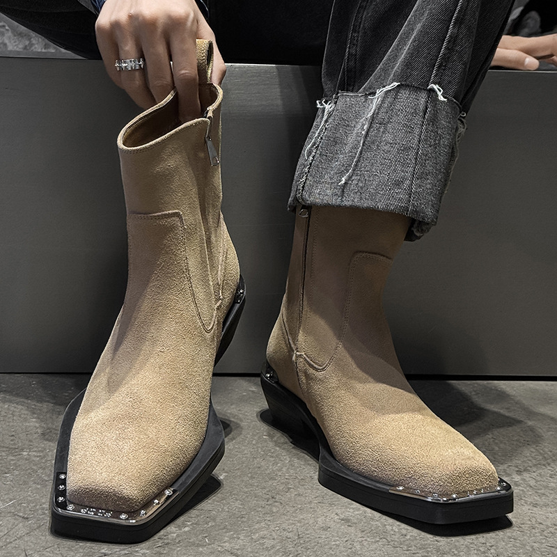Chelsea Boots Men - Botas de cuero de gamuza de