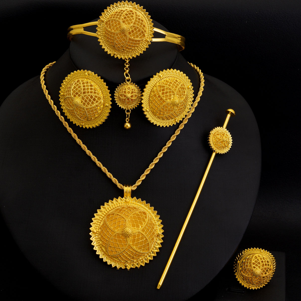 Dubai Men'S Fashion - Conjunto de joyería de Color dorado