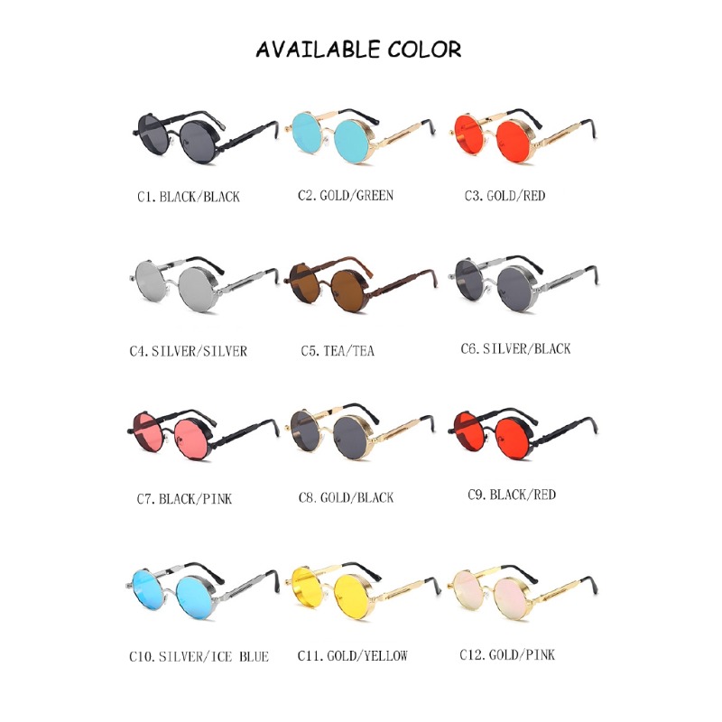 Gafas de Sol Steampunk Metálic - Men'S Fashion Round Glasses reseña y precio